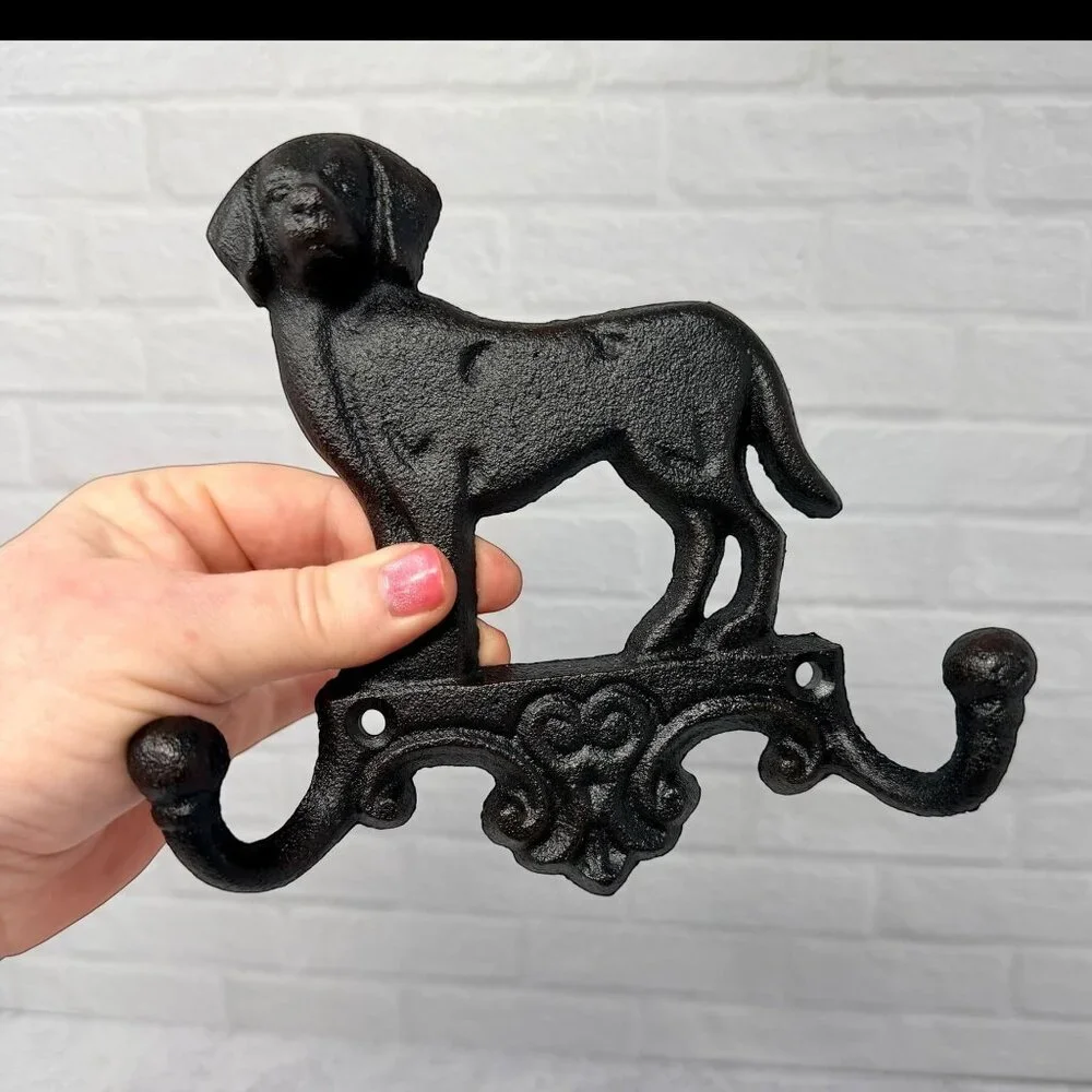 Cast Iron Dog Wall Hook Rustic Farmhouse Coat Hooks Vintage Style Entryway Decor